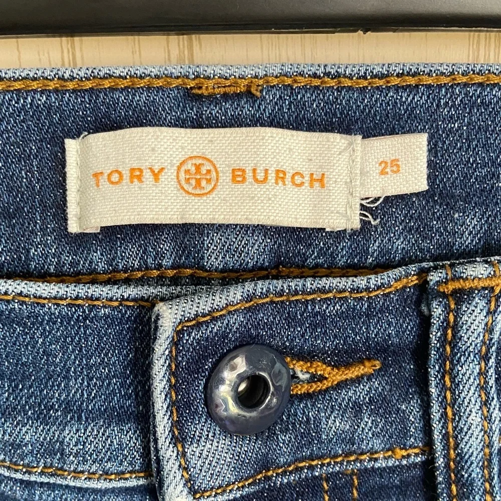 Tory Burch Harley Unfinished Pocket Stretchy Jeans Size 25